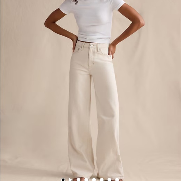 NWT banana republic high-rise Wide-Leg Jeans in ecru - Picture 1 of 3